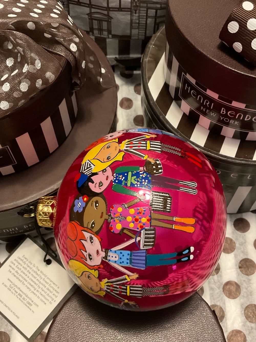 Rare Henri Bendel Joy to the World Bendel Dolls Ornament with Tag & Original Box - Picture 9 of 16